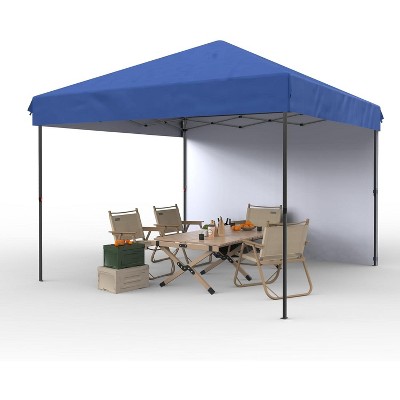 10×10 ft Heavy‑Duty Instant Pop‑Up Canopy Tent – One‑Person Push‑Button Setup + Wheeled Bag & 1 Sidewall, UV/Water‑Resistant Outdoor Shelter
