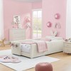 YONWAY Twin Size Upholstered Platform Bed with Safety Guardrail and Cute Rabbit Ear Shaped Headboard, Boucle Fabric Montessori Kids Bed - 4 of 4