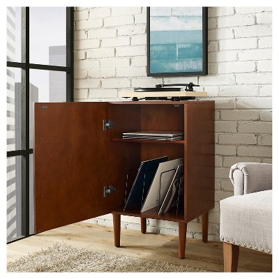 Everett Mid-Century Mahogany Console Cabinet with Adjustable Shelf