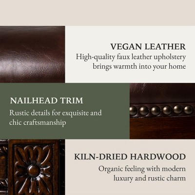 Walnut Swivel Counter Stool with Vegan Leather Upholstery, Set of 3