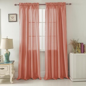 RT Designers Collection Nikki Premium Rod Pocket Curtain Panel Coral - 1 of 3