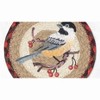 Earth Rugs Round Chickadee Coaster – 7"x7" Braided Jute, Hand-Stenciled Winter Bird Design, Rustic Nature Accent - 3 of 3