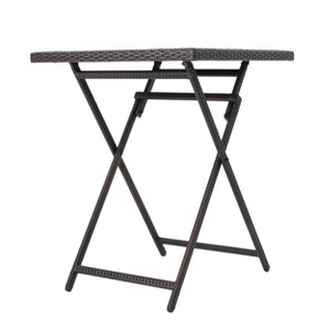 Margarita Square Wicker Bar Table Brown - Christopher Knight Home: Weather-Resistant, Iron Frame Patio Dining - 1 of 4