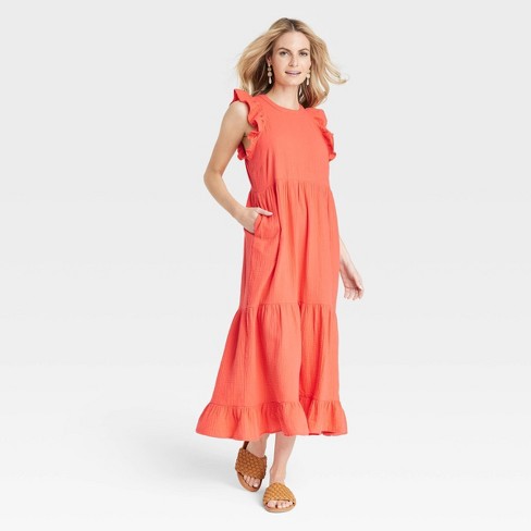 Women's Gauze Flutter Short Sleeve Midi Dress - Universal Thread™ - image 1 of 3