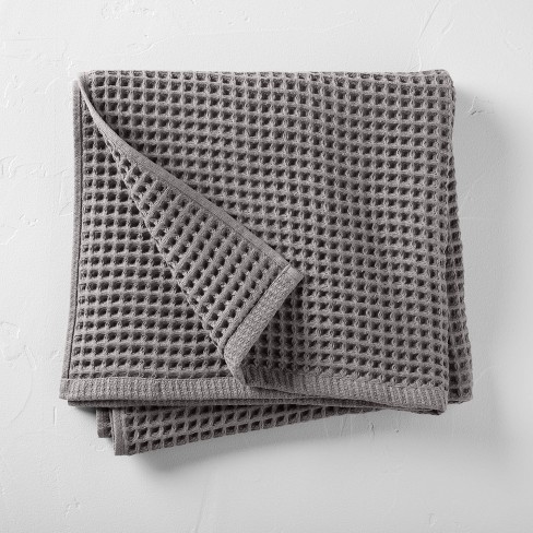 Waffle Weave Washcloths (4), Light Grey