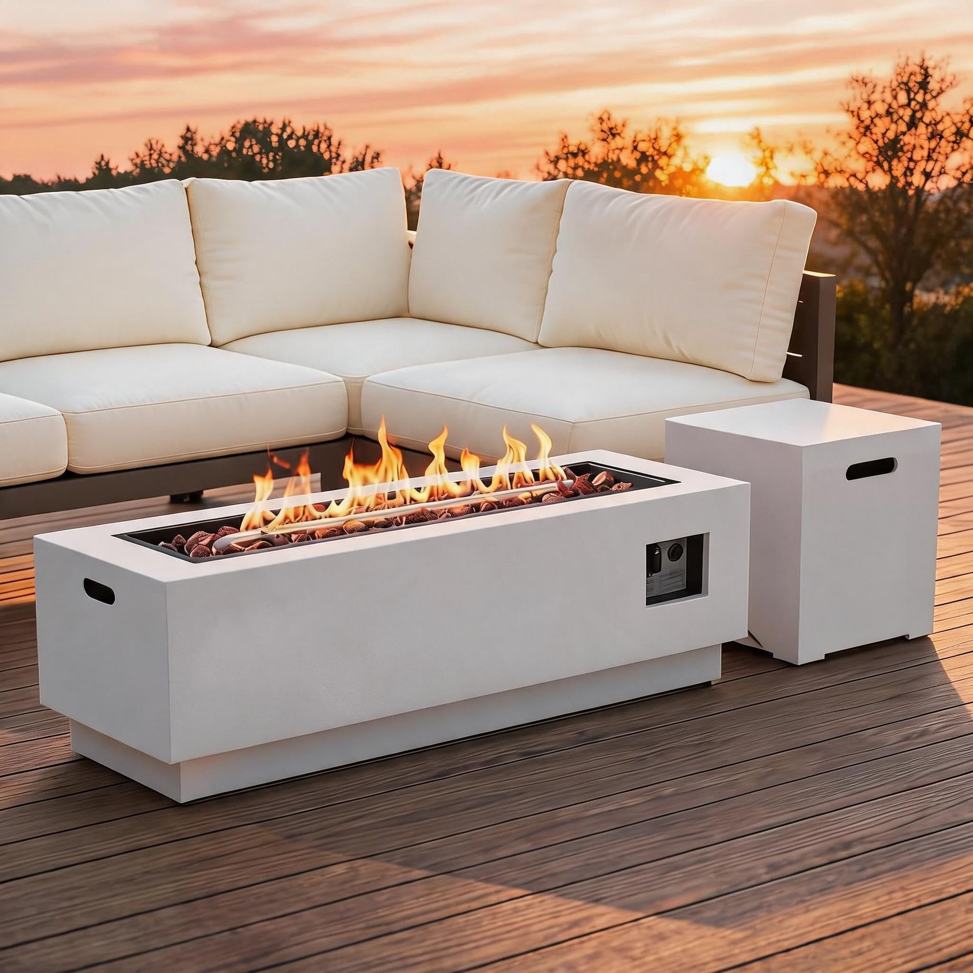 48 Inch Propane Fire Pit Table, 50,000 BTU Outdoor Gas Fire Pi