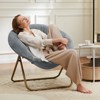 Lirago Gray Comfortable Disc Chair with Faux Fur Adult Size for Bedroom Living Room 25.59x25.59x32.28 inch - 4 of 4