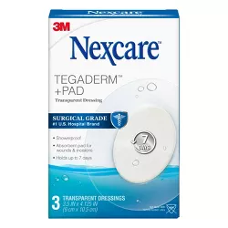 Nexcare Tegaderm + Pad Transparent Dressing - Oval - 3.5" x 4.125" - 3ct