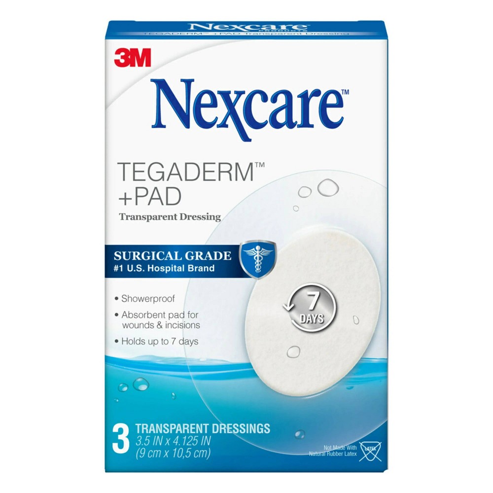 Nexcare Tegaderm + Pad Transparent Dressing  3.5  x 4.125   3/Pack