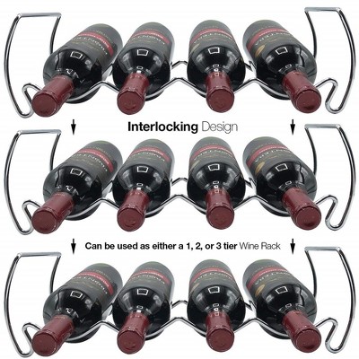 Sorbus 3-Tier Stackable Silver Metal Wine Rack for 12 Bottles