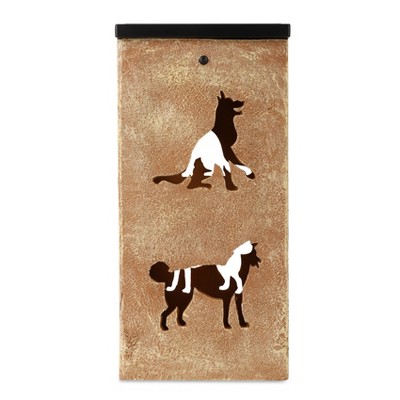 Brown Plastic Solar LED Outdoor Lantern with Dog Silhouettes