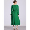 Allegra K Women's Elegant Pleated Cross V Neck Puff Sleeve Tie Waist A-Line Dress - 3 of 4