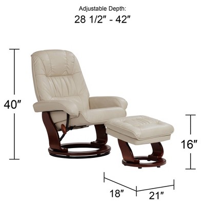 Kyle Taupe Modern Swivel Recliner and Ottoman in Faux Leather