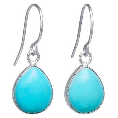 Sterling Silver Tear Drop Earrings - Turquoise/Silver