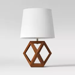 Geometric Wood Figural Accent Lamp Brown  - Threshold™
