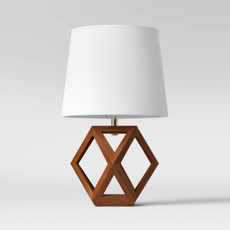 Geometric Wood Figural Accent Lamp Brown - Threshold&#153;, 1 of 12