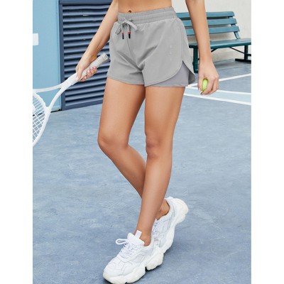 Womens Shorts Athletic 2 in 1 Drawstring Running Shorts with Pockets