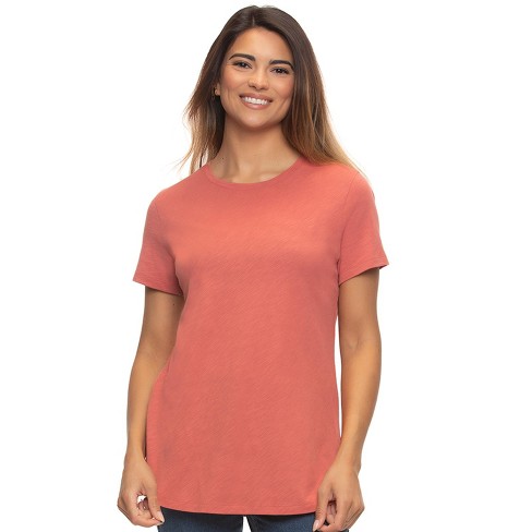 Felina Women's Slub Jersey Crew Neck T-shirt (dusty Cedar, Large) : Target