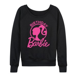 Women's - Barbie - Birthday Lightweight French Terry Wide Neck Long Sleeve Shirt - 1 of 4