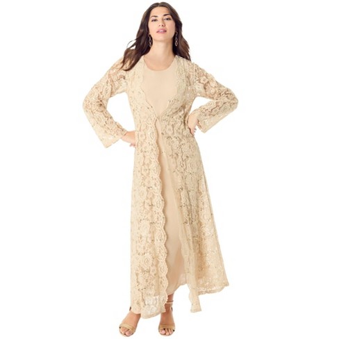 Roaman's Women's Plus Size Georgette Dress & Lace Jacket Set - image 1 of 4