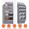 NewHome"16-Pocket Over The Door Shoe Organizer - 5-Tier Hanging Storage Rack for Shoes, Bags, Towels"grey - 2 of 4