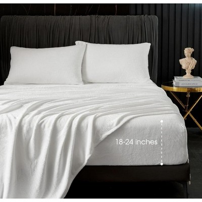 BAFODE 250 Velvet Sheets Queen, Extra Deep Pocket Sheet Set fits, Hotel Luxury Soft Fleece Plush Sheets Warm