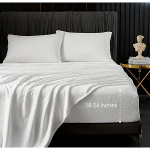 BAFODE 250 Velvet Sheets Queen, Extra Deep Pocket Sheet Set fits, Hotel Luxury Soft Fleece Plush Sheets Warm - 1 of 1