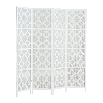 NicBex 4-Panel Room Divider Modern Folding Fabric Privacy Screen with Wood Legs for Home & Office