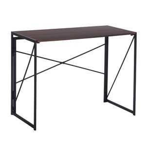 FurnitureR Folding Home Office Desk, Foldable Computer Study Writing Table Space Saving Workstation Folding Simple Desk, Metal Frame, 39.4 Inch - 1 of 4