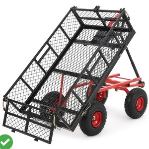 Steel Garden Cart, 880LBS/1400LBS Heavy Duty Garden Dump Cart, Meatl Utility Wagon with Removable Sides & 180° Rotating Handle - 1 of 4