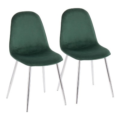 Set of 2 Pebble Contemporary Dining Chairs Chrome/Green - LumiSource