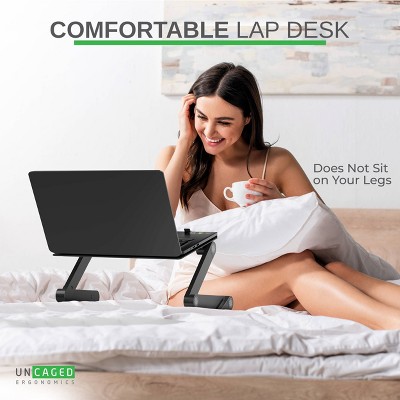 Black Adjustable Aluminum Laptop Stand with Mouse Pad