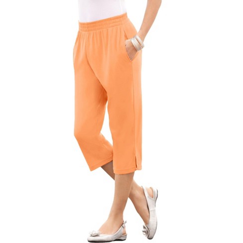 Roaman's Women's Plus Size Soft Knit Capri Pant - S, Yellow at
