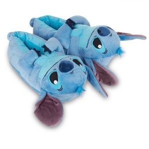 Ladies Lilo and Stitch Slippers - Ladies Classic Lilo and Stitch Big Face Plush Slippers - Disney Lilo and Stitch 3D Plush Slippers (Blue Stitch, 5/6) - 1 of 4