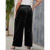 Plus Size Women Pants Elastic Waist Velvet Wide Leg Long Trousers - 4 of 4