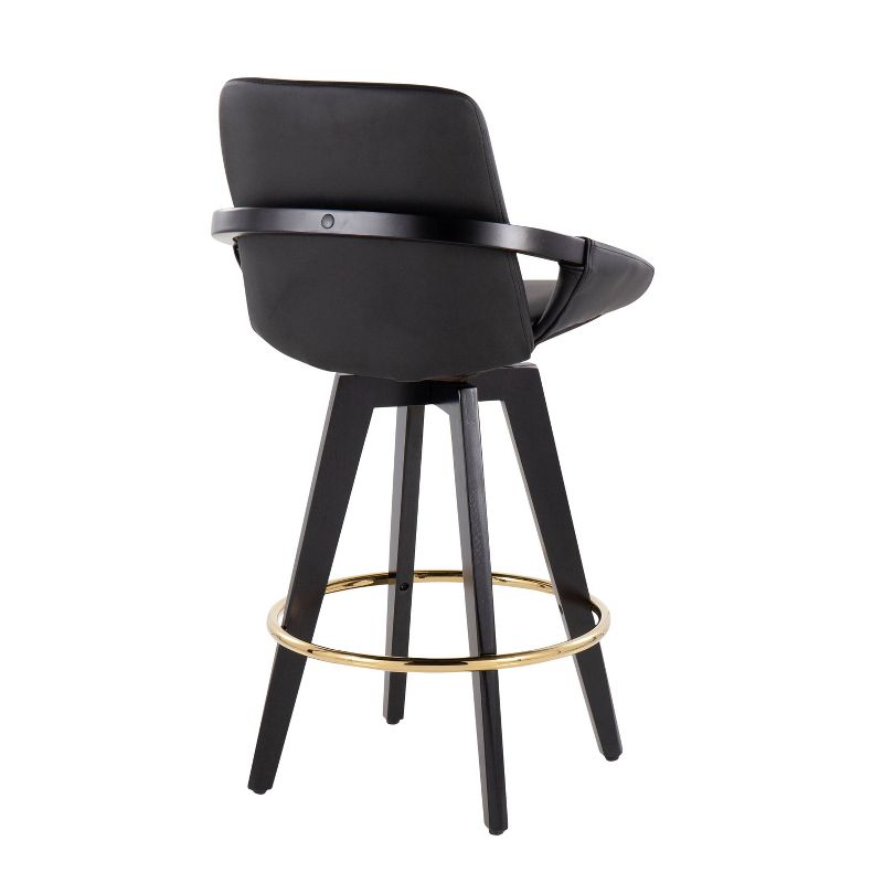 Set of 2 Cosmo PU Leather/Metal/Wood Counter Height Barstools Black/Gold - LumiSource, 4 of 10