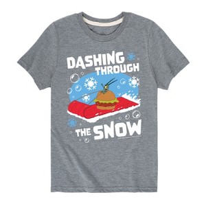 Boys' - SpongeBob SquarePants - Dashing Through The Snow Short Sleeve Graphic T-Shirt - 1 of 4