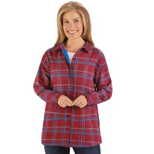 Collections Etc Ladies Fleece Lined Button-Front Flannel Shirt Jacket - 1 of 4