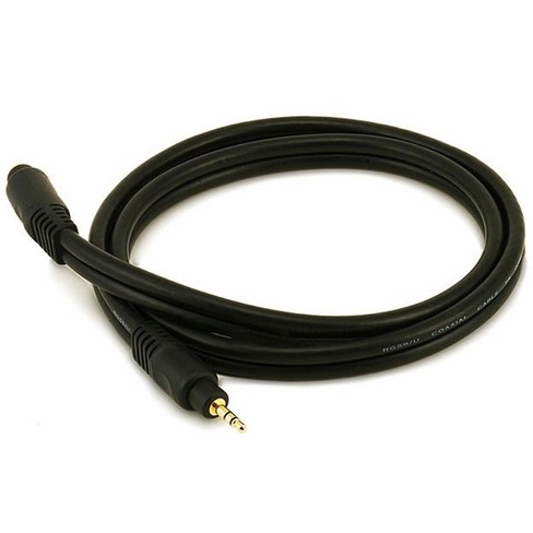 Monoprice Audio Extension Cable - 3 Feet - Black | Premium 3.5mm Stereo Male to 3.5mm Stereo Female 22AWG, Gold Plated - image 1 of 3