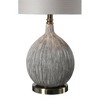 Uttermost Hedera Textured Ivory Table Lamp – 26.5" Gourd Ceramic Base, Burnished Brass Accents, Linen Shade - 3 of 4