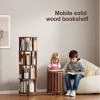 PDTEND Round Solid Wood Rotating Bookshelf on Wheels, for Small Spaces, Bedroom, Office & Corner - Walnut - 4 of 4