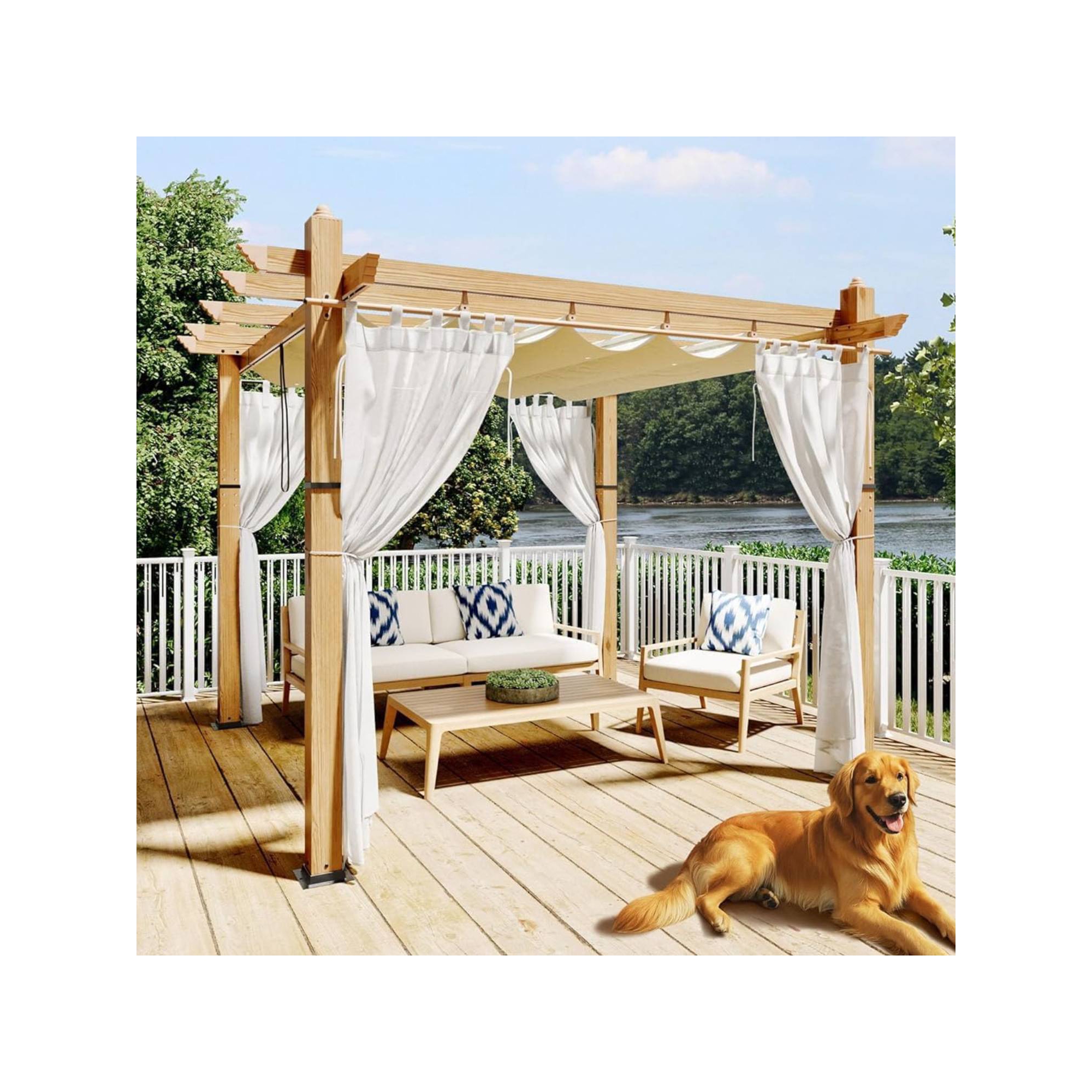 GustoWave 10x10 FT Outdoor Pergola Gazebo for Patio, Backyard, Garden, White