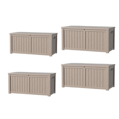 VisioGear Deck Boxes, 4-Piece 120 Gal Outdoor Storage Deck Box, Small Patio Storage Bin for Garden Tools, Black, 54.25"*26.5"*24.2"