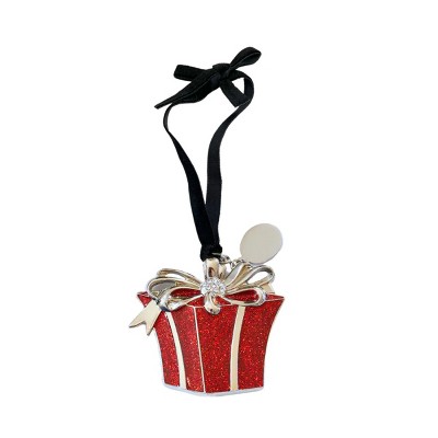 Slickblue 3D Red Gift Box Ornament with Tag - Festive Christmas Tree Decoration