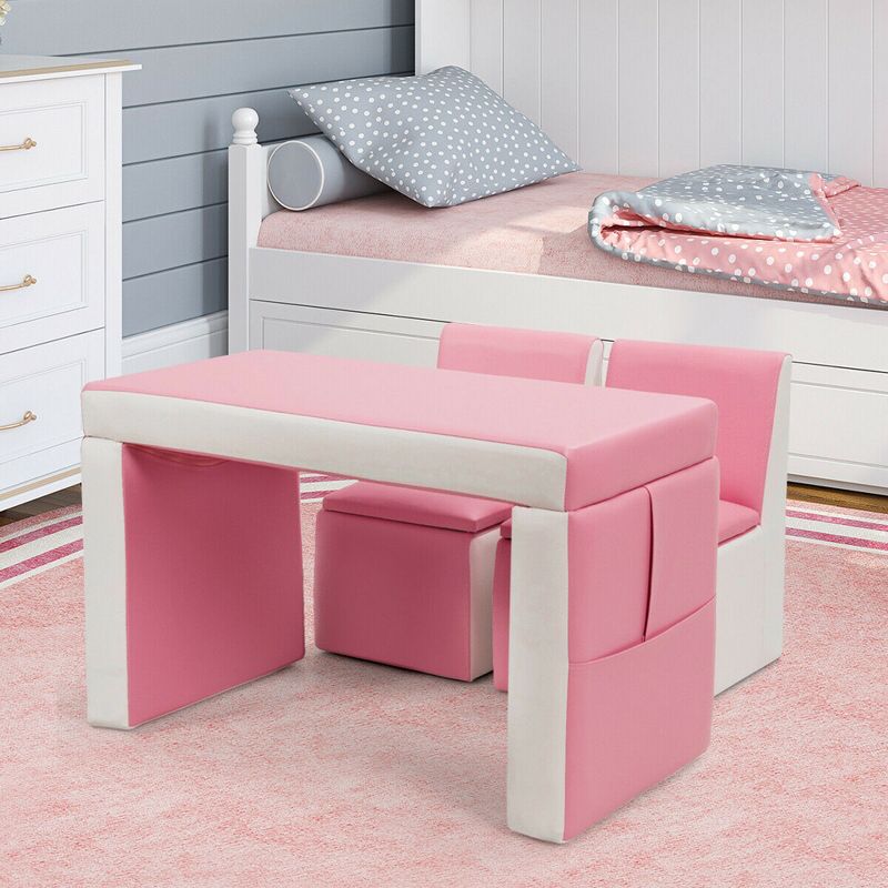 Costway Multi-functional Kids Sofa Table Chair Set 2 Seat Couch Furniture W/Storage Box, 2 of 11