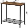 2 Tier End Table, Sofa Side Table, Slim Nightstand for Small Spaces, Metal Frame - 3 of 4