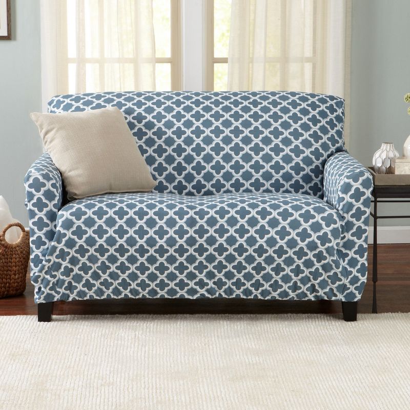 Great Bay Home Stretch Printed Washable Loveseat Slipcover, 1 of 7