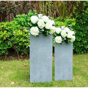 2pc Square Concrete/Fiberglass Modern Indoor/Outdoor Planters Slate Gray - Rosemead Home & Garden, Inc. - 1 of 3