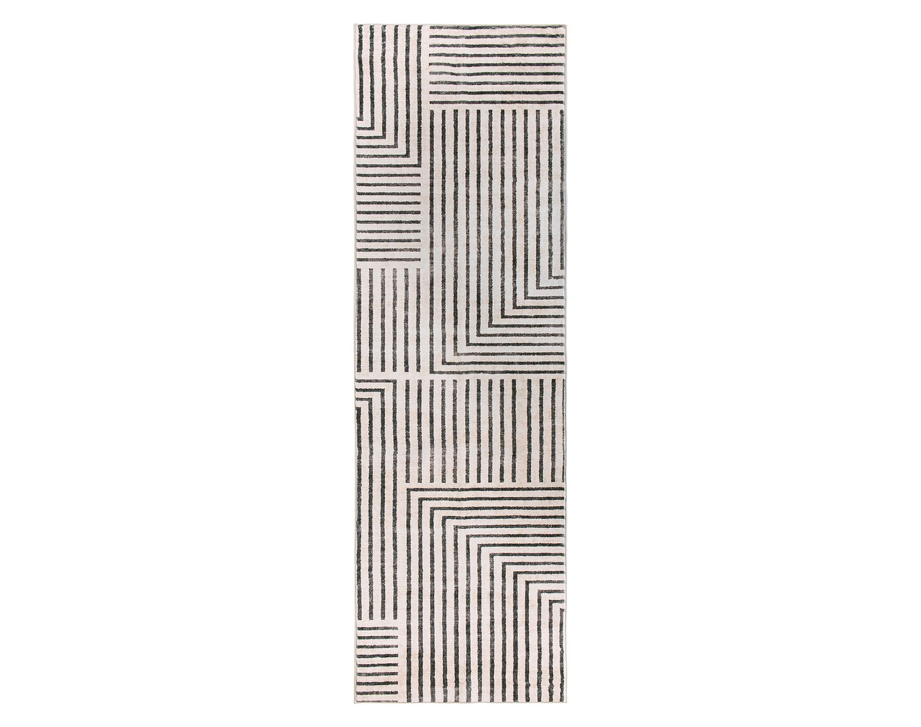 World Rug Gallery Distressed Bohemian Stripes Washable Non Slip Indoor Area Rug - BEIGE 2'x8': Low Pile, Stain & Fade Resistant, Pet Friendly