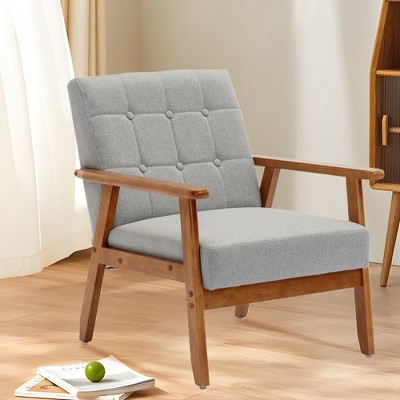 MOONMISS Mid-Century Modern Accent chair，Leisure Chair with Solid Wood Armrest and Feet,for Living Room Bedroom Studio chair